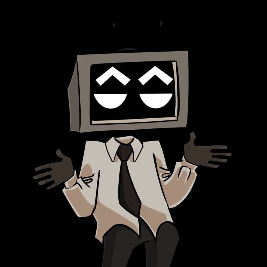 Kareem's mascot, a man with a TV for a head, opening his arms